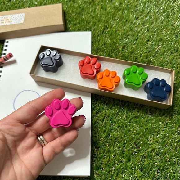 2/$24 Paw Print Crayons (6), Kids Girls Boys, Unique Dog Cat Pet Birthday Gift - Picture 3 of 10